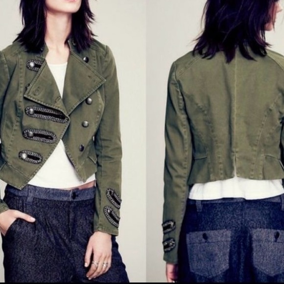Free People Keep Us Together Marching Band Military Jacket Size 4 - Picture 2 of 9